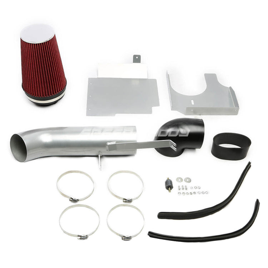 FILTRO DE AIRE DE ALTO FLUJO COLD AIR - HEAT SHIELD - ESCALADE / AVALANCHE / SILVERADO / SIERRA / TAHOE / SUBURBAN / YUKON / DENALI - RED FILTER - POLISHED PIPING