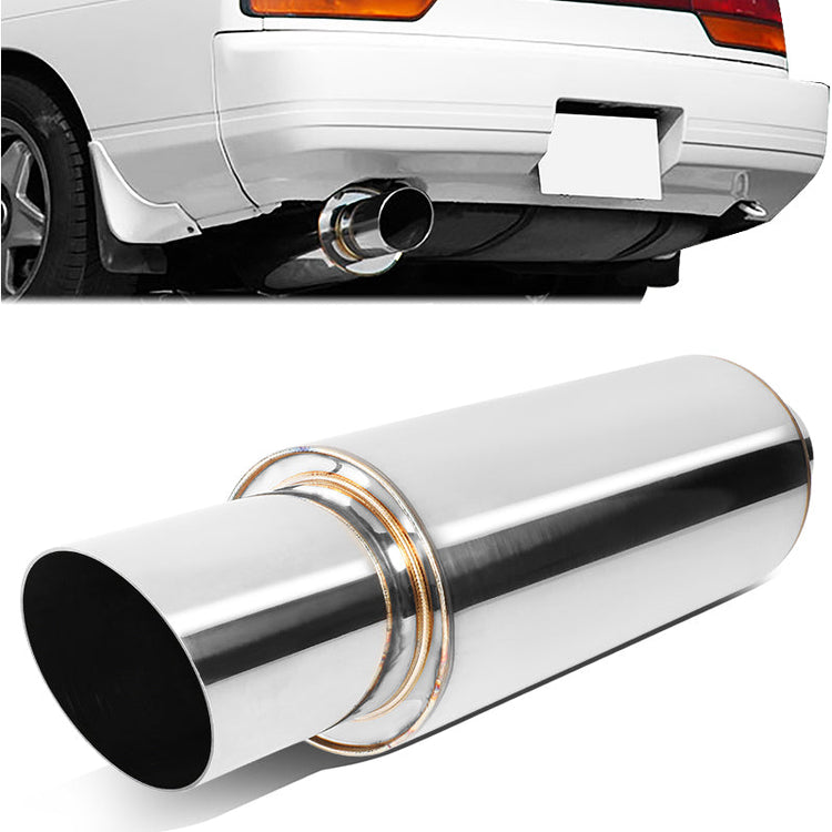 MOFLES RACING MUFFLER - TIP DIAMETER: 3.0"
TIP LENGTH: 3.5"
INLET DIAMETER: 2.25"
INLET LENGTH: 1.77"
BODY DIAMETER: 4.0"
BODY LENGTH: 9.2"
TOTAL LENGTH: 14.7" STRIGHT CUT /POLISHING