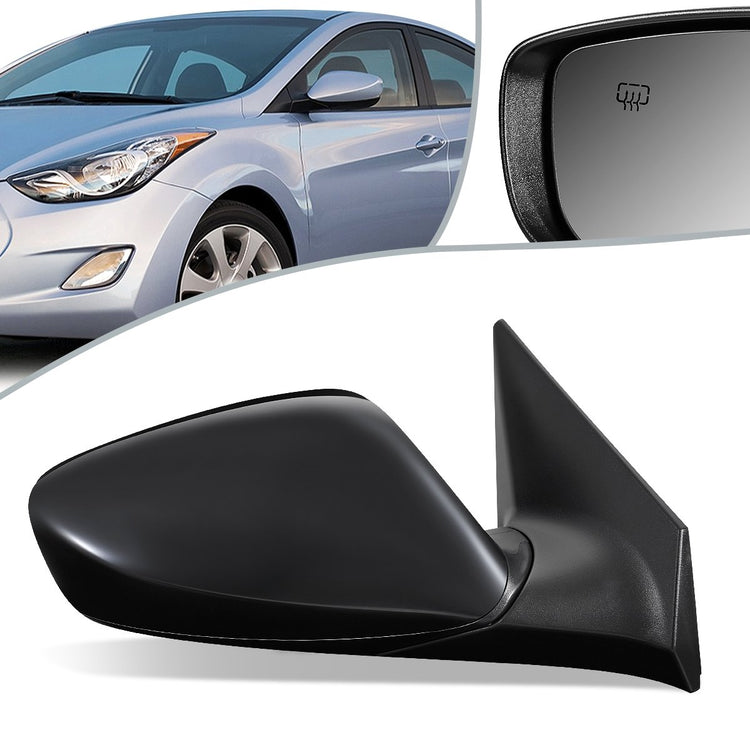 RETROVISOR MIRROR - OEM - 11-13 HYUNDAI ELANTRA - POWERED - HEATED - FOLDING - BLACK MATERIAL - RIGHT