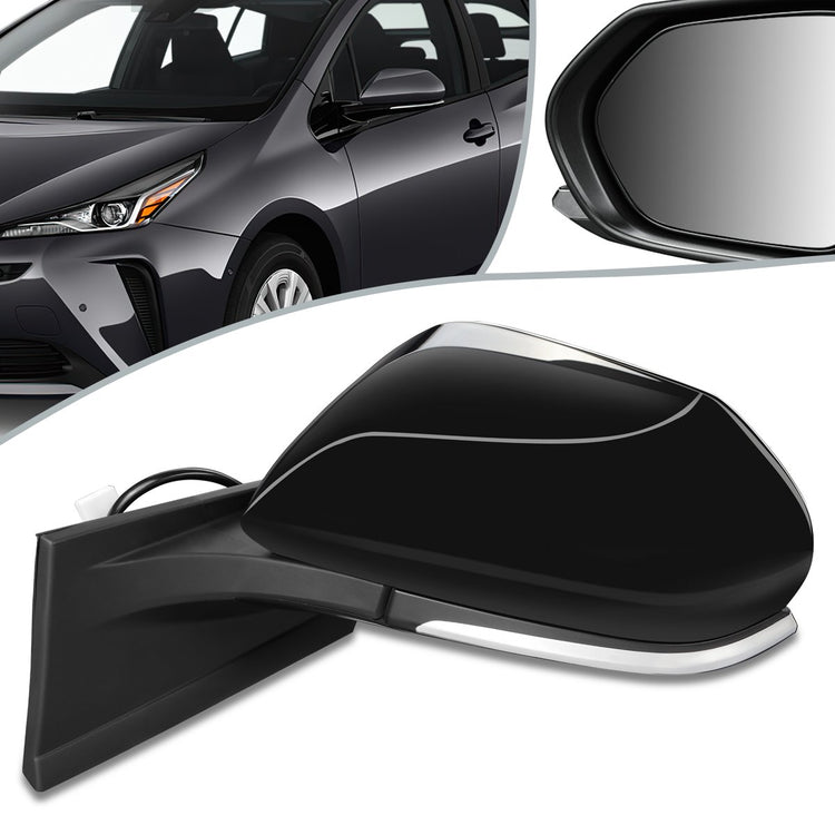 RETROVISOR MIRROR - OEM - 16-18 TOYOTA PRIUS - POWERED - HEATED - FOLDING - TEXTURED - BLACK MATERIAL - LEFT