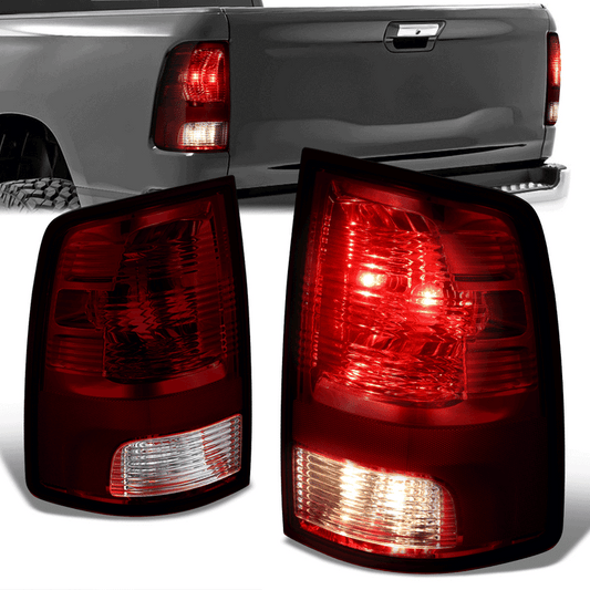 FAROS TRASEROS 09-10 DODGE RAM 1500 / 2010 RAM 2500, 3500 / 11-18 RAM 1500, 2500, 3500 / 19-22 RAM 1500 CLASSIC - FITS MODELS WITH FACTORY HALOGEN TAIL LIGHTS ONLY - DOES NOT FIT MODELS WITH FACTORY LED TAIL LIGHTS - LED - PAIR - DARK RED