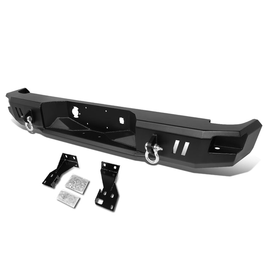 DEFENSA TRASERA OFF ROAD 07-13 CHEVY SILVERADO 1500, GMC SIERRA 1500 - W/ D-RING SHACKLES - FITS MODELS WITHOUT REAR SENSORS - BLACK