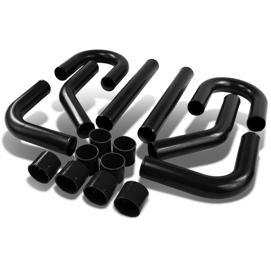 TUBERIA INTERCOOLER UNIVERSAL INTERCOOLER PIPING - ALUMINUM - 2.75" - 8PC - PIPES / HOSES / CLAMPS - BLACK - J20-3 / ZA11-4