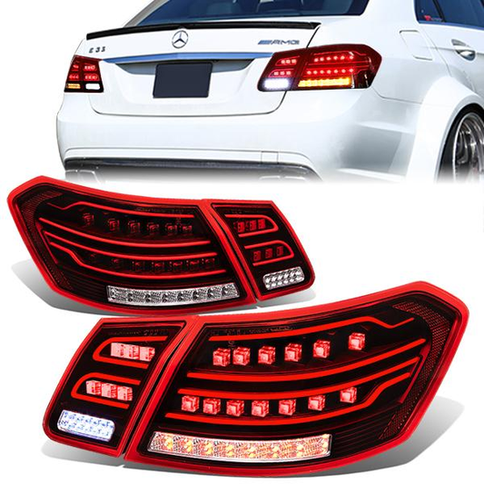 FAROS TRASEROS 10-12 MERCEDES-BENZ E-CLASS / 09-12 E63 AMG SEDAN - 3D LED - RED / CLEAR