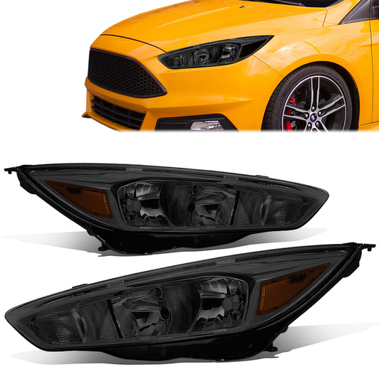 FAROS 15-17 FORD FOCUS 4-DOOR - FITS HALOGEN AND NON-ELECTRIC MODELS ONLY - H11 LOW BEAM / H1 HIGH BEAM - SMOKE HOUSING / AMBER CORNER