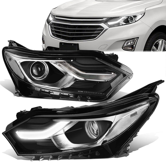 FAROS 18-21 CHEVROLET EQUINOX - ONLY FITS MODELS WITH FACTORY HALOGEN HEADLIGHTS - DOES NOT FIT HID XENON OR LED HEADLIGHT MODELS - PROJECTOR - LED DRL - CHROME HOUSING / CLEAR CORNER - 9012 H1R2 LOW BEAM / HIGH BEAM