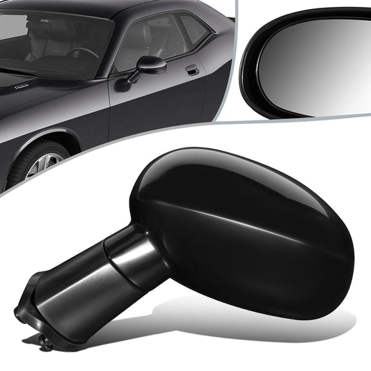 RETROVISOR MIRROR - 08-14 DODGE CHALLENGER - POWERED - HEATED - OEM - LEFT - TEXTURED/BLACK