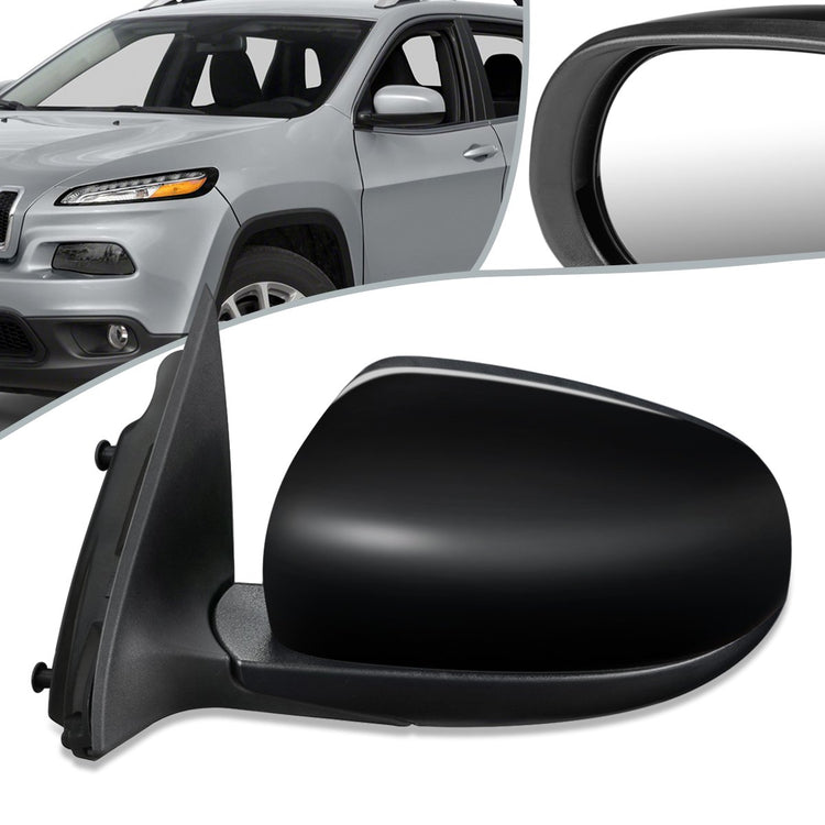 RETROVISOR MIRROR - OEM - 14-16 JEEP CHEROKEE - POWERED - HEATED - FOLDING - W/ BLACK MATERIAL - LEFT