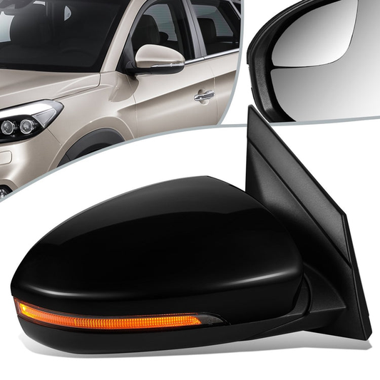 RETROVISOR MIRROR - OEM - 16-18 HYUNDAI TUCSON - POWERED - HEATED - W/ SIGNAL LIGHT - FOLDING - BLACK MATERIAL - RIGHT