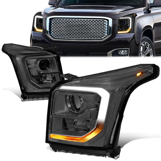 FAROS 15-20 GMC YUKON, YUKON XL - FITS HALOGEN HEADLIGHT MODELS ONLY - LED DRL - PROJECTOR - H11 LOW BEAM / 9005 HIGH BEAM - SMOKE HOUSING / CLEAR CORNER