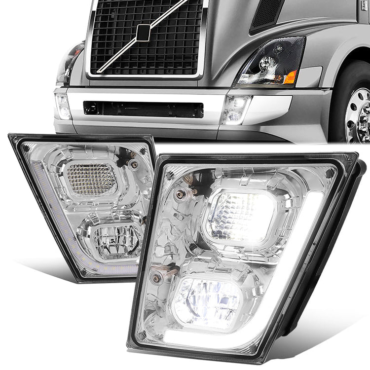 FAROS DE NIEBLA 03-17 VOLVO VN VNL VNM VNX MODEL TRUCKS - 3D - LED - CHROME