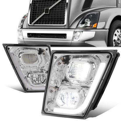 FAROS DE NIEBLA 03-17 VOLVO VN VNL VNM VNX MODEL TRUCKS - 3D - LED - CHROME