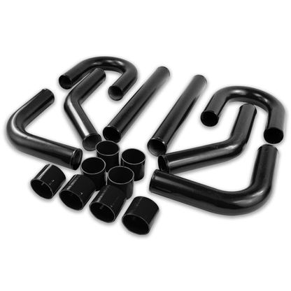 TUBERIA INTERCOOLER UNIVERSAL INTERCOOLER PIPING - ALUMINUM - 2.5" - 8PC - PIPES / HOSES / CLAMPS - BLACK - J14-4 / ZD5-3 / ZA8-2 / J12-5 / K13-3