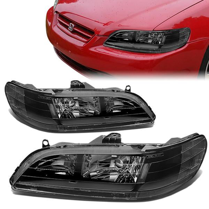 FAROS 98-02 HONDA ACCORD 2/4-DOOR - 9006 LOW BEAM / 9005 HIGH BEAM - BLACK HOUSING / CLEAR CORNER