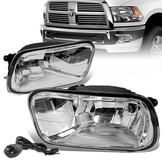FAROS DE NIEBLA 11-12 RAM 1500, 2500, 3500 / 2010 DODGE RAM 2500, 3500 / 09-10 DODGE RAM 1500 - WITH SWITCH - H10 BULB - CHROME / CLEAR