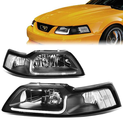 FAROS 99-04 FORD MUSTANG - LED DRL - BLACK HOUSING / CLEAR CORNER - 9007 LOW / HIGH BEAM