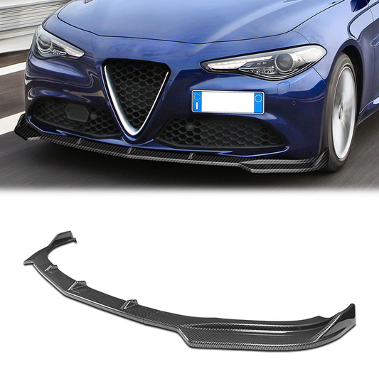 LIP FRONTAL 17-21 ALFA ROMEO GIULIA - REQUIRES DRILLING BUMPER FOR INSTALLATION - 3PC - CARBON FIBER LOOK