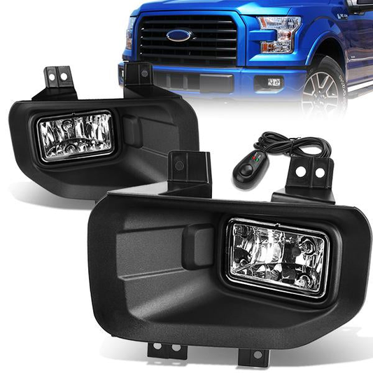 FAROS DE NIEBLA 15-17 FORD F-150 - WITH SWITCH AND BEZEL - H10 BULB - CHROME / CLEAR