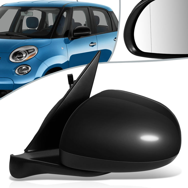 RETROVISOR MIRROR - OEM - 13-15 FIAT 500 - POWERED - HEATED - W/ ASPHERICAL LENS - FOLDING - BLACK - LEFT