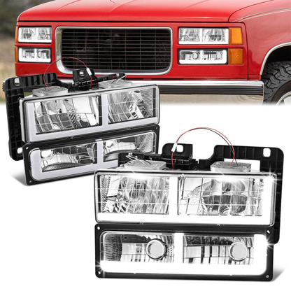FAROS CLEAR LENS,CLEAR REFLECTOR,CHROME HOUSING - 4PCS - LED BAR - 92-94 CHEVROLET BLAZER / 88-99 CHEVROLET C1500 / 92-99 CHEVROLET C1500 SUBURBAN / 88-00 CHEVROLET C2500 / 92-99 CHEVROLET C2500 SUBURBAN / 88-00 CHEVROLET C3500 / 88-99 CHEVROLET K1500 /