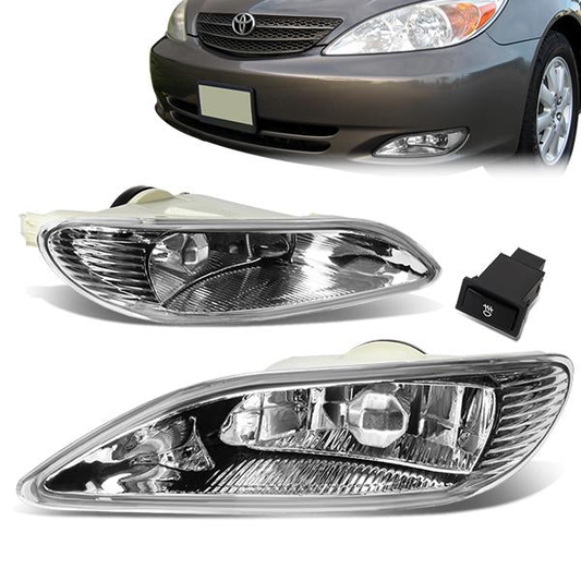 FAROS DE NIEBLA 02-04 TOYOTA CAMRY / 02-03 SOLARA / 05-08 COROLLA - W/ SWITCH - 9006 BULB - CLEAR