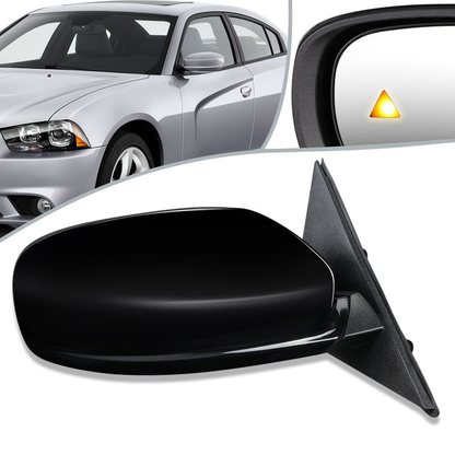 RETROVISOR MIRROR - OEM - 11-19 DODGE CHARGER - POWER MIRROR ADJUSTMENT - HEATED - FOLDING - BLIND SPOT DETECTION - W/O TURN SIGNAL OR PUDDLE LAMP - PAINTABLE - ONLY FITS VEHICLES W/ MATCHING FUNCTIONS AS MIRROR - BLACK - RIGHT