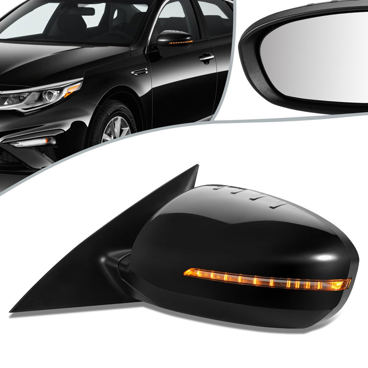 RETROVISOR MIRROR - OEM - 11-15 KIA OPTIMA - POWERED - HEATED - W/ SIGNAL LIGHT - POWER FOLDING - BLACK MATERIAL - LEFT