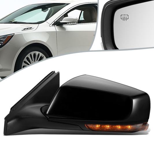 RETROVISOR MIRROR - OEM - 10-15 BUICK LACROSSE - POWERED - HEATED - W/ SIGNAL LIGHT - W/ PUDDLE LIGHT - FOLDING - BLACK - LEFT