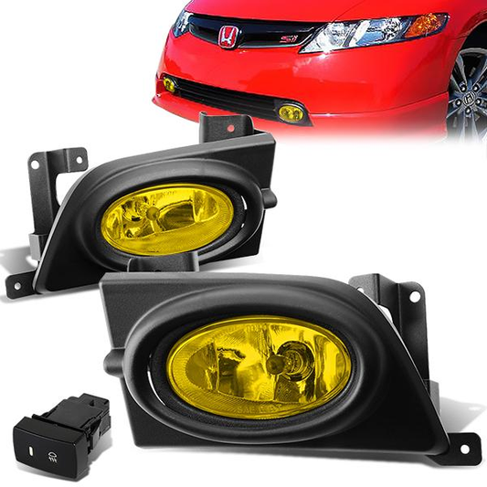 FAROS DE NIEBLA 06-08 HONDA CIVIC 4-DR - W/ SWITCH - H11 BULB - AMBER