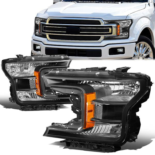 FAROS 18-19 FORD F-150 - FITS MODELS W/ HALOGEN HEADLIGHTS ONLY - H11 LOW BEAM / 9005 HIGH BEAM / 7444NA TURN SIGNAL - BLACK HOUSING / AMBER CORNER
