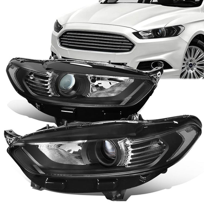 FAROS 13-16 FORD FUSION - PROJECTOR - OE STYLE - H11 LOW BEAM / H7 HIGH BEAM - BLACK HOUSING / CLEAR CORNER
