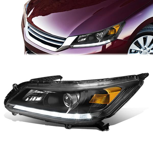 FAROS OE STYLE - 13-15 HONDA ACCORD 4-DOOR EX-L V-6; TOURING; SEDAN; HALOGEN - W/ LED DAYTIME RUNNING LIGHTS - USES 9005 HIGH/H11 LOW BEAM BULBS - LEFT