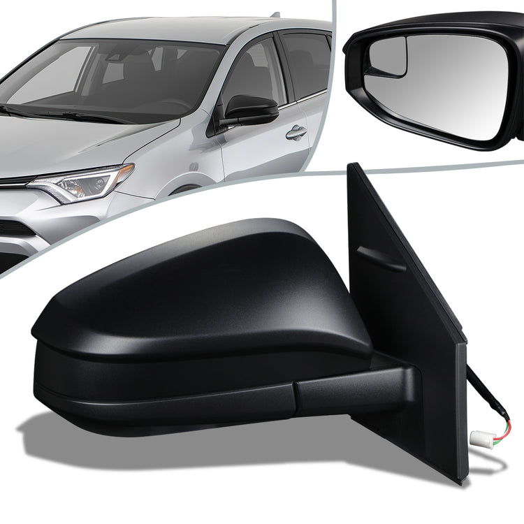 RETROVISOR MIRROR - OEM - 13-15 TOYOTA RAV4 - POWERED - FOLDING - W/ SPOTTER GLASS - TEXTURED - RIGHT - BLACK