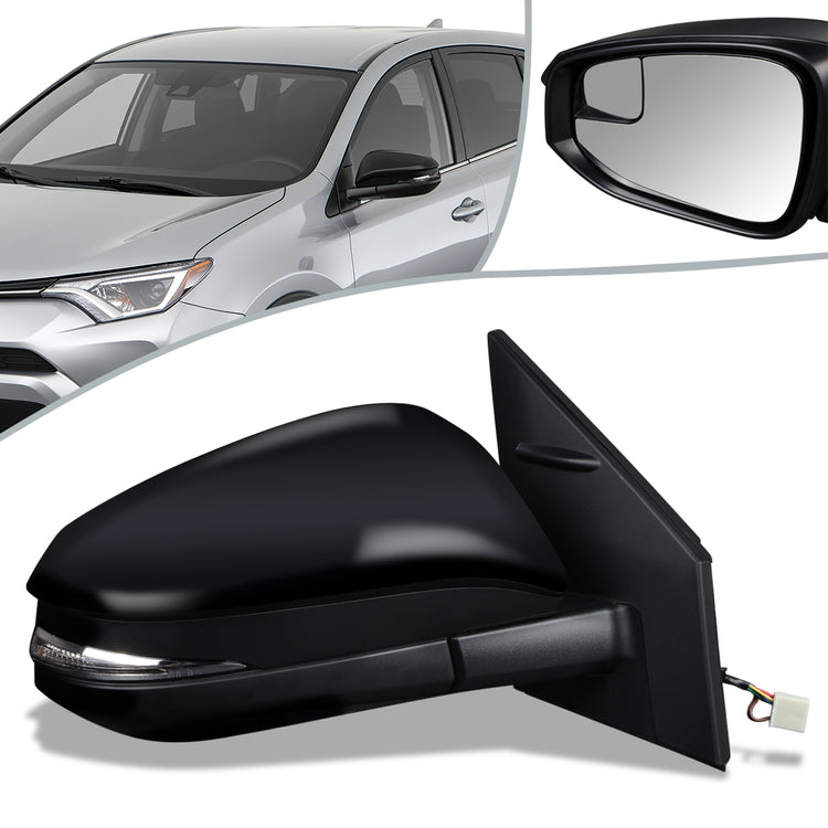 RETROVISOR MIRROR - OEM - 13-15 TOYOTA RAV4 - POWERED - HEATED - W/ SIGNAL LIGHT - W/ SPOTTER GLASS - FOLDING - RIGHT - BLACK MATERIAL