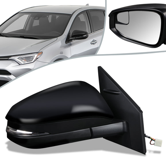 RETROVISOR MIRROR - OEM - 13-15 TOYOTA RAV4 - POWERED - HEATED - W/ SIGNAL LIGHT - W/ SPOTTER GLASS - FOLDING - RIGHT - BLACK MATERIAL