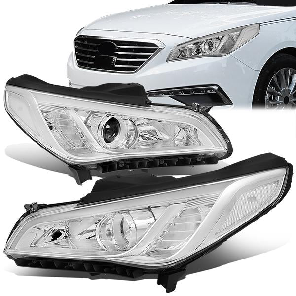 FAROS 15-17 HYUNDAI SONATA - FITS MODELS WITH HALOGEN HEADLIGHTS - PROJECTOR LOW BEAM - 9005 HIGH / H7 LOW BEAM - CHROME HOUSING / CLEAR CORNER