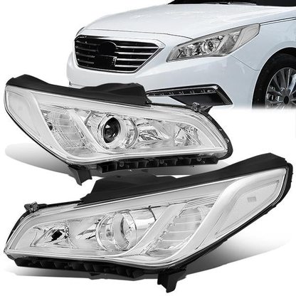FAROS 15-17 HYUNDAI SONATA - FITS MODELS WITH HALOGEN HEADLIGHTS - PROJECTOR LOW BEAM - 9005 HIGH / H7 LOW BEAM - CHROME HOUSING / CLEAR CORNER