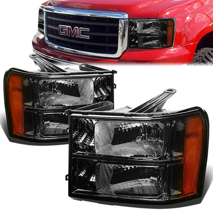 FAROS 07-13 GMC SIERRA 1500 / 07-14 GMC SIERRA 2500, 3500 2/4-DOOR - H11 LOW BEAM / 9005 HIGH BEAM - SMOKE HOUSING / AMBER CORNER