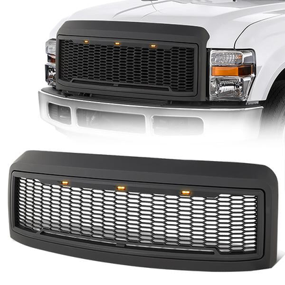 PARRILLA GRILLE - 08-10 FORD F-250, F-350 - HONEYCOMB MESH - W/ LED LIGHTS - MATTE BLACK