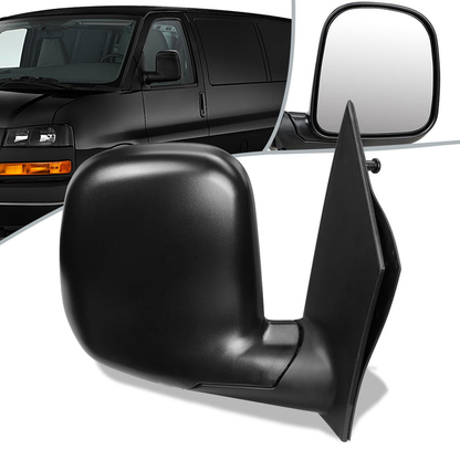 RETROVISOR MIRROR - OEM - 96-02 CHEVY EXPRESS 1500, 2500, 3500 / 96-02 GMC SAVANA 1500, 2500, 3500 - MANUAL - TEXTURED - BLACK - RIGHT