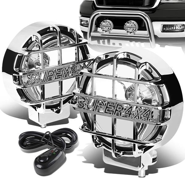 FAROS DE NIEBLA UNIVERSAL - ROUND - 6 INCH SUPER 4X4 - W/ SWITCH - H3 BULB - CHROME / CHROME