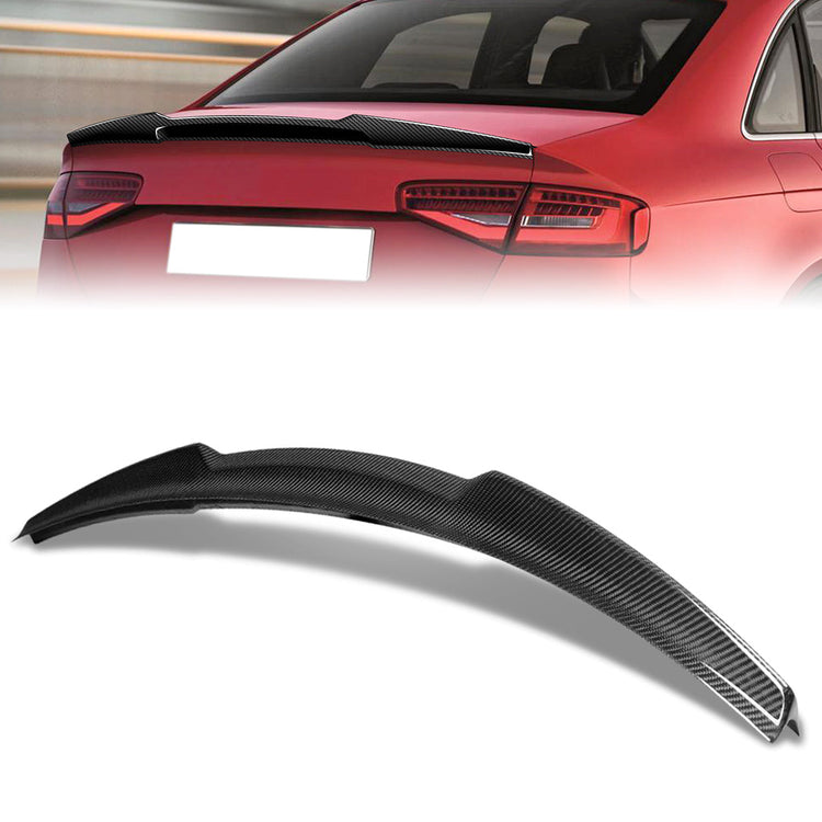 SPOILER CAR TRUNK SPOILER - 13-16 AUDI A4 / 13-16 AUDI A4 QUATTRO - FITS SEDAN MODELS - CARBON FIBER BLACK