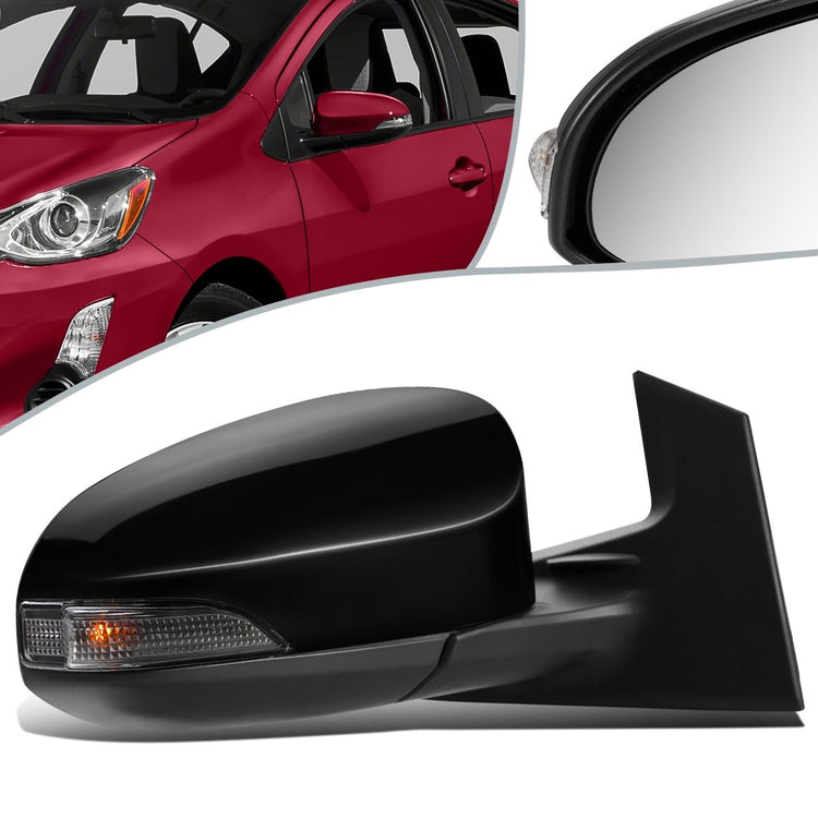 RETROVISOR MIRROR - OEM - 12-14 TOYOTA PRIUS-C - POWERED - HEATED - W/ SIGNAL LIGHT - FOLDING - RIGHT - BLACK MATERIAL