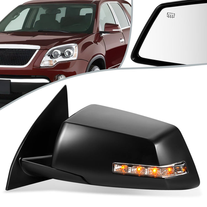RETROVISOR MIRROR - OEM - 07-10 SATURN OUTLOOK - POWERED - HEATED - W/ SIGNAL - W/ MEMORY - W/ POWER FOLDING - BLACK MATERIAL - LEFT