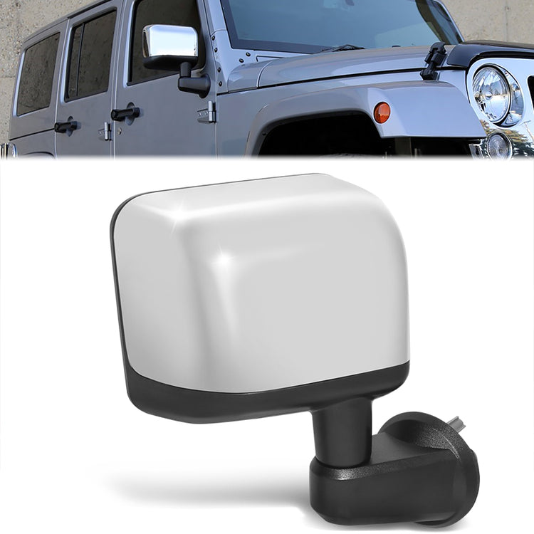 RETROVISOR MIRROR - OE STYLE - JEEP WRANGLER 14 - WITH POWER WITH HEATED GLASS WITH CHROME COVER - PASSENGER SIDE - SMOOTH - BLACK / CHROME