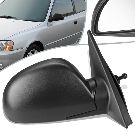 RETROVISOR MIRROR - OEM - 02-05 HYUNDAI ACCENT - MANUAL - TEXTURED - BLACK - RIGHT