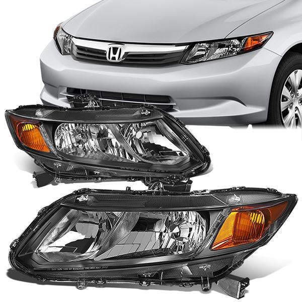 FAROS 12-15 HONDA CIVIC - 9006 LOW BEAM / 9005 HIGH BEAM - BLACK HOUSING / AMBER CORNER