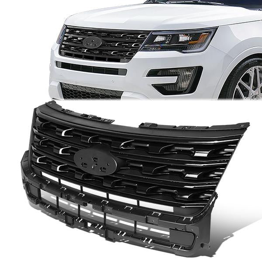 nan GRILLE - 16-17 FORD EXPLORER - OE FACTORY STYLE - GLOSSY - BLACK
