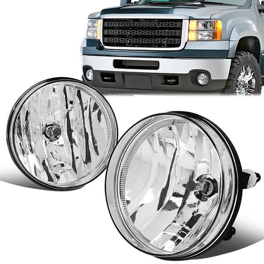 FAROS DE NIEBLA 07-13 GMC SIERRA 1500 / 07-14 SIERRA 2500HD, 3500HD - DOES NOT FIT CLASSIC MODELS - NO SWITCH - CHROME / CLEAR