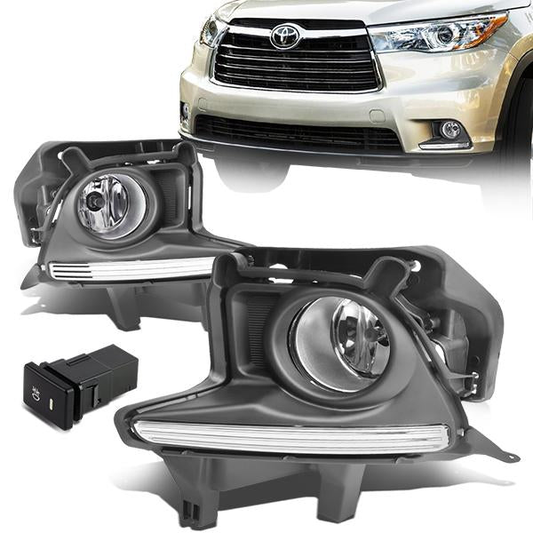 FAROS DE NIEBLA 14-16 TOYOTA HIGHLANDER - WITH SWITCH, BEZEL - H11 BULB - CHROME / CLEAR